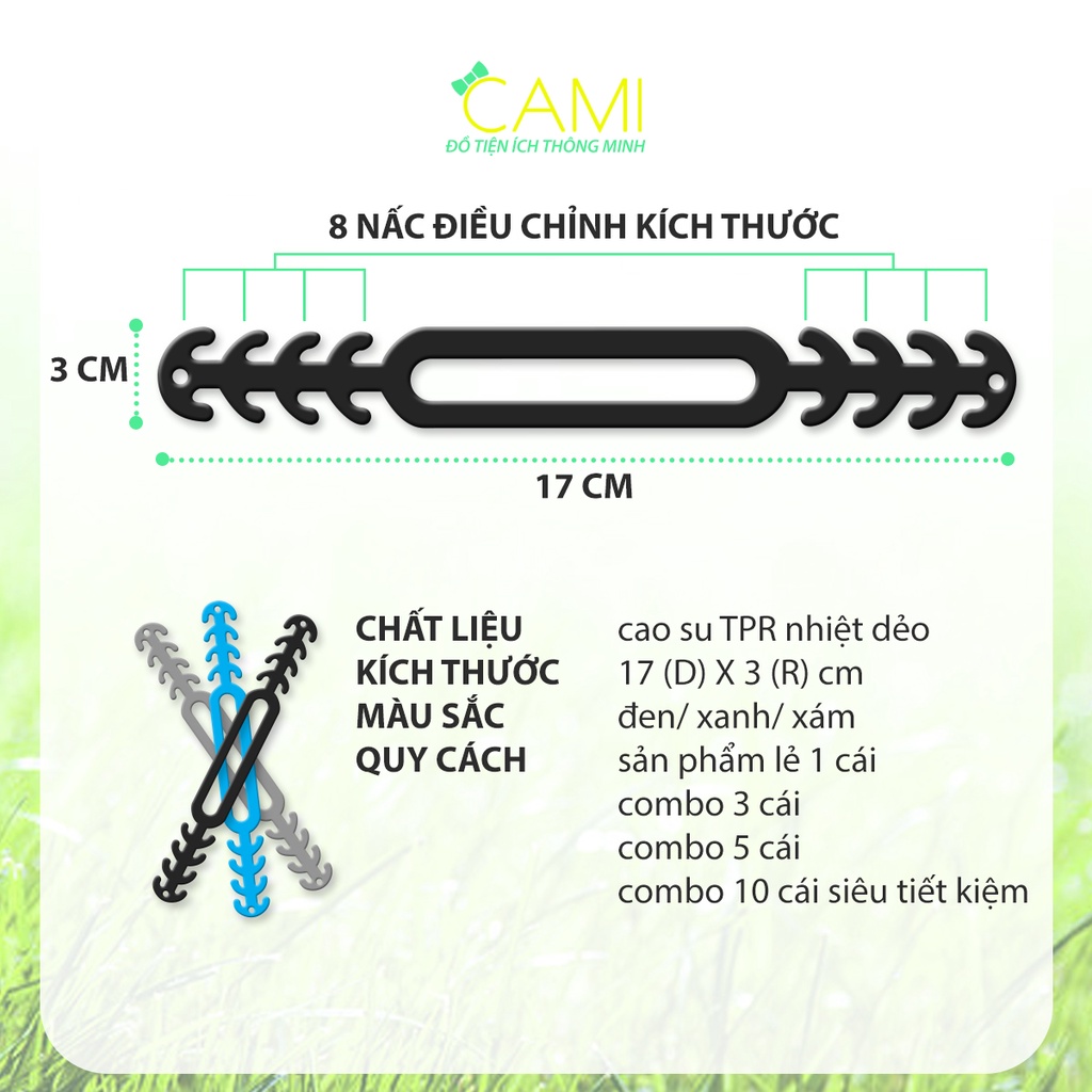 Dây đeo khẩu trang bảo vệ vành tai, chống rớt kính chất liệu TPR 8 nấc điều chỉnh chiều dài_Cami_CMPK187