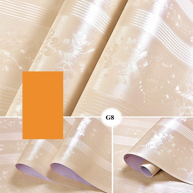 10m Giấy dán tường Hoa văn sọc vàng có sẵn keo khổ rộng 45cm