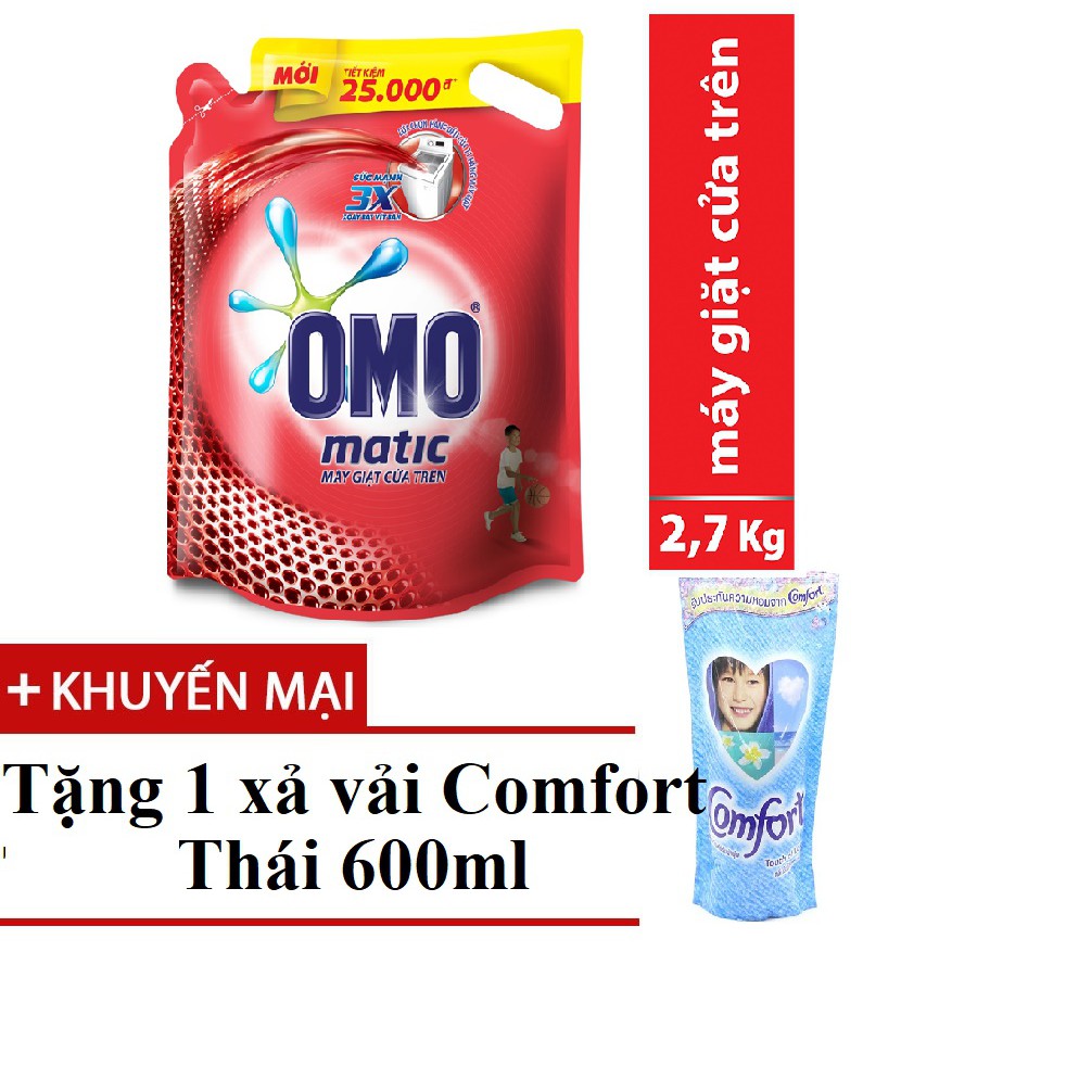 Nước giặt Omo Matic Cửa trên túi 2,7kg/2KG