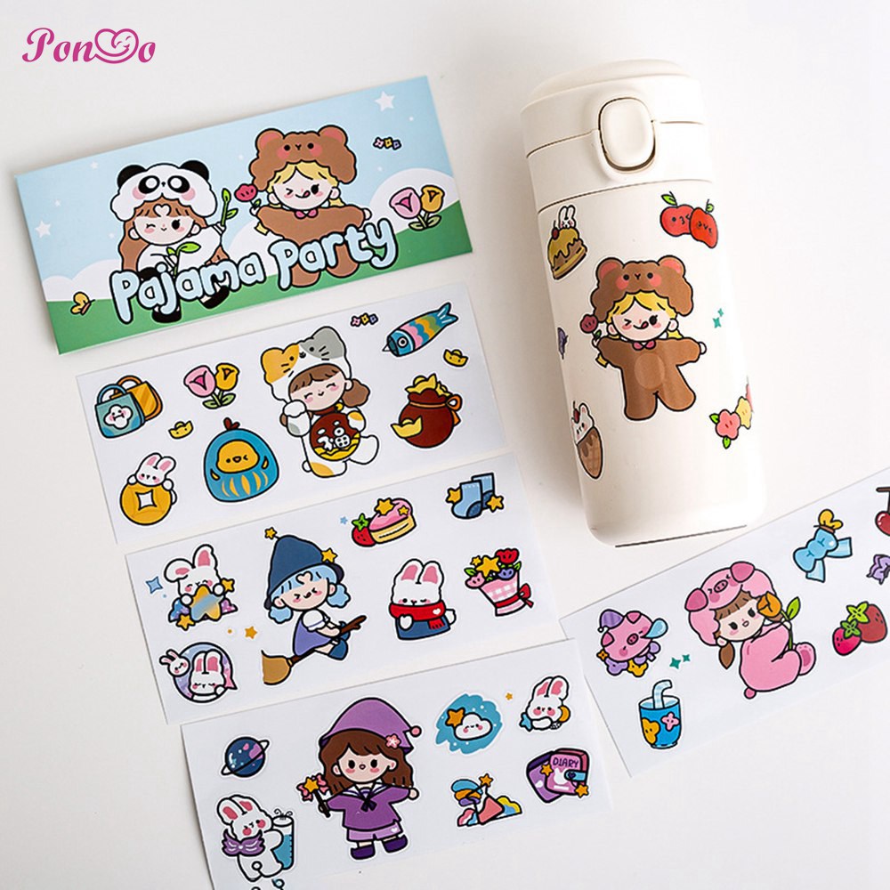 Set 4 Miếng Dán Trang Trí Bình Sữa Họa Tiết Hoạt Hình Đáng Yêu