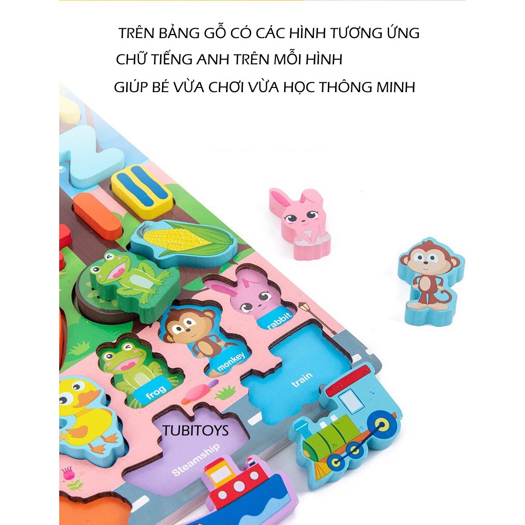 Đồ chơi thông minh cho bé phát triển trí tuệ, Xếp hình câu cá học chữ số 7in1 cao cấp ETOYS