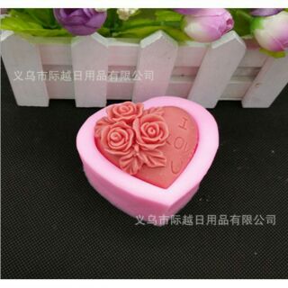 Khuôn  Silicon 3d làm bánh làm rau câu mẫu trái tim hồng