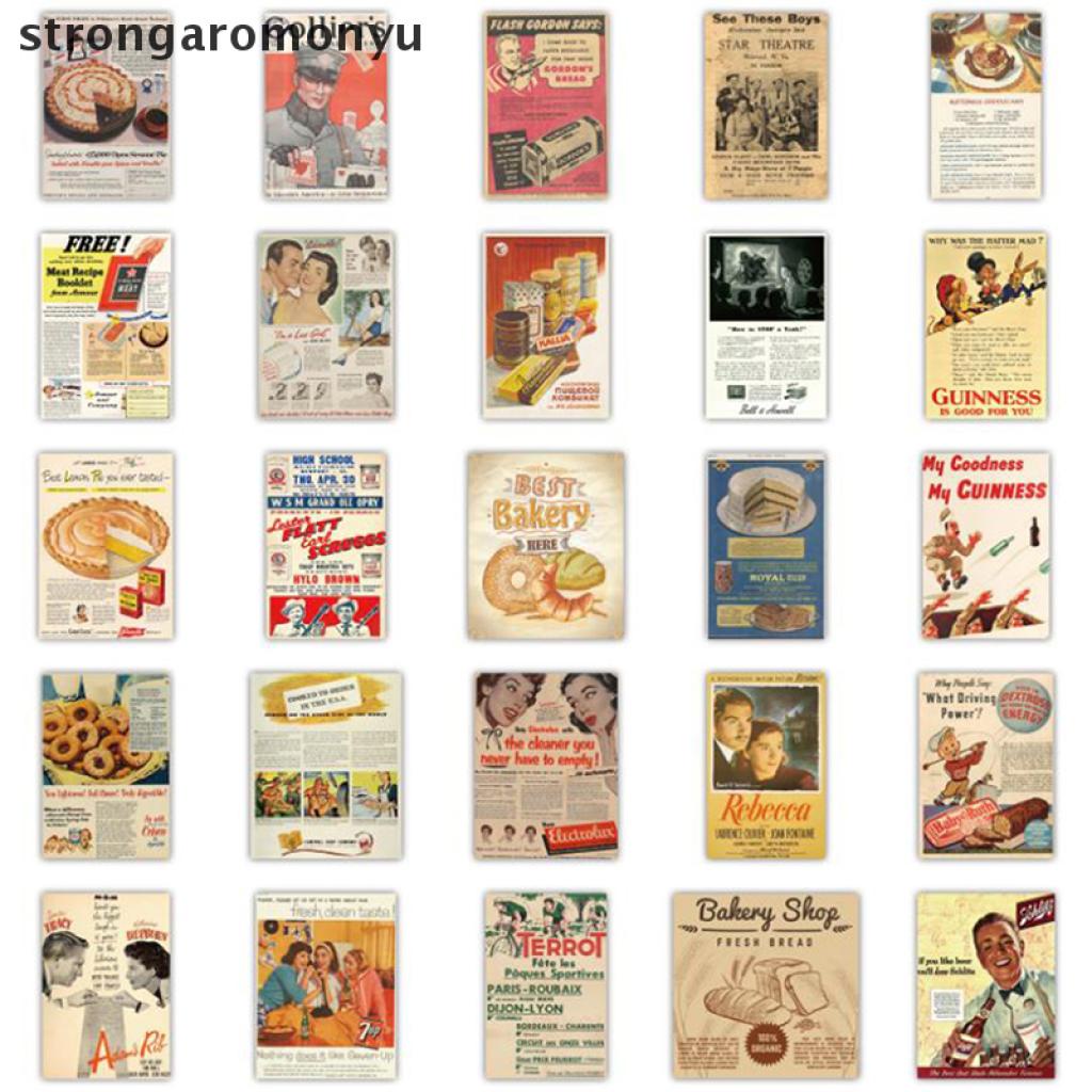 Set 50 Tấm Poster Dán Mũ Bảo Hiểm / Guitar / Guitar Phong Cách Retro Âu Mỹ