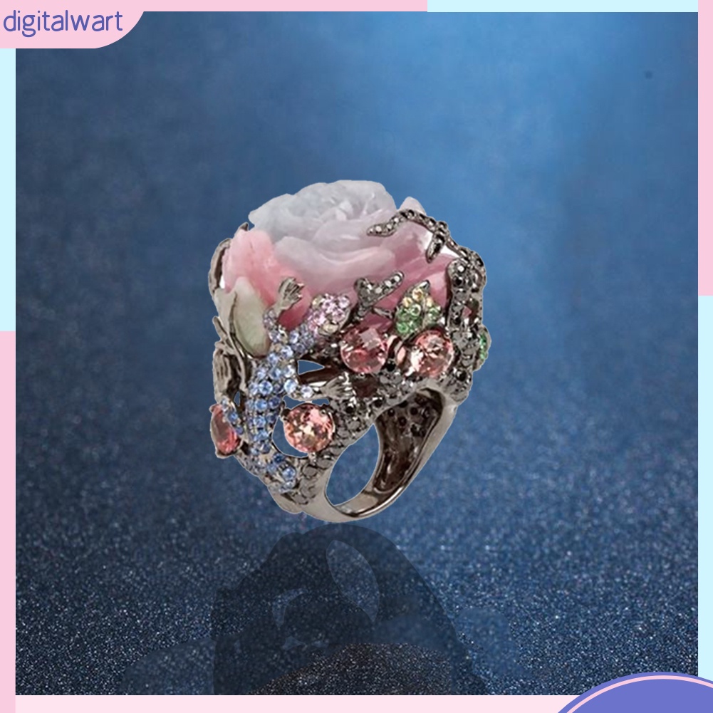 Nhẫn đính đá hình hoa mẫu đơn