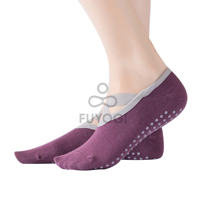 FUYOGI Yoga Socks Women Non-Slip Crossover Ballet Dance Anti-slip Breathable Wrap-around Backless Floor Socks