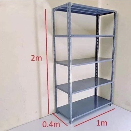 Kệ sắt v lỗ đựng đồ, bày hàng: Dài 1m x rộng 40cm x cao 2m x 5 tầng