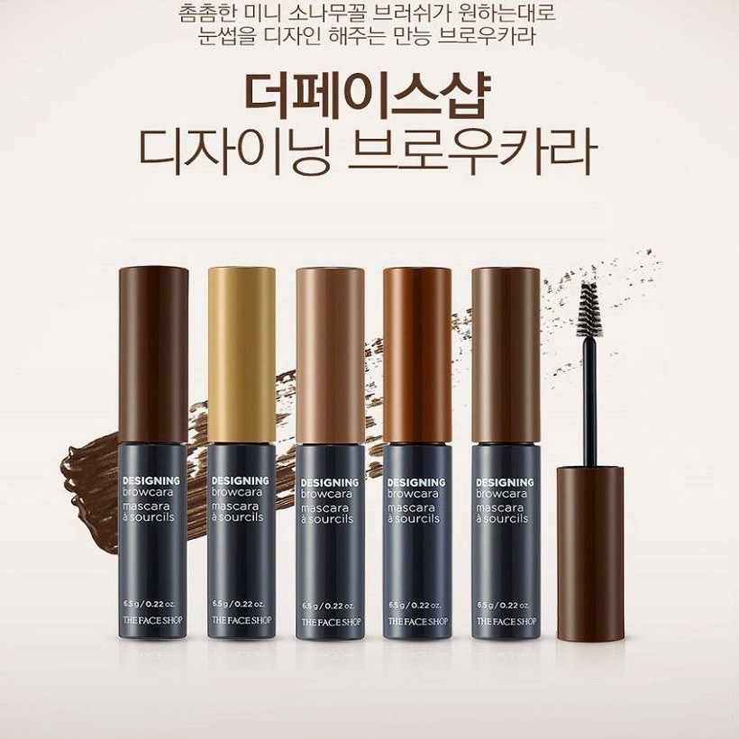 [05 Màu] Mascara Định Hình và Tạo Màu Chân Mày The Face Shop Designing Browcara 6.5g