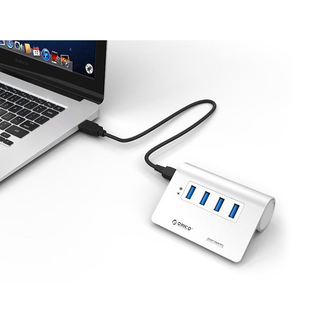 Hub sạc 4 Port USB 3.0 ORICO M3H4, nhôm. (Bạc) - Hàng chính hãng