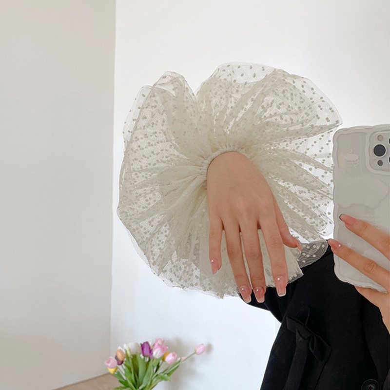 Dây Cột Tóc Lưới Chấm Bi Thanh Lịch Kiểu Nhật Hàn