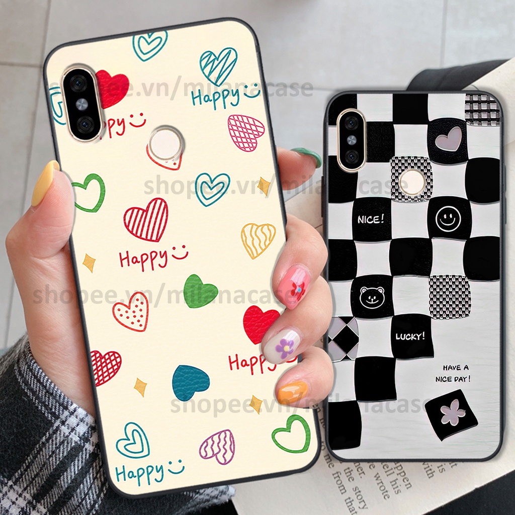 Ốp Xiaomi Redmi Note 5 / Note 6 in hình caro trái tim siêu đẹp, siêu nét đầy phong cách cá tính