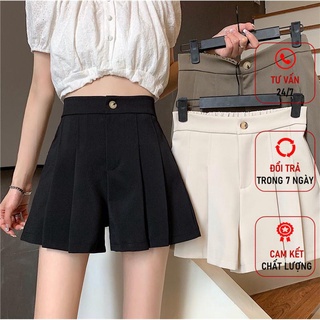 Quần short nữ cạp cao xếp ly khóa giữa cao cấp Hàn Quốc đẹp Q052