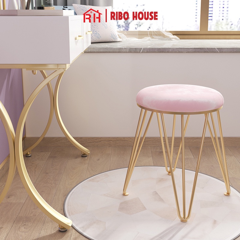 Ghế đôn RIBO HOUSE bàn trang điểm kiểu dáng hình chân nhện ghế decor phòng ngủ sapa tiệm nails RIBO182