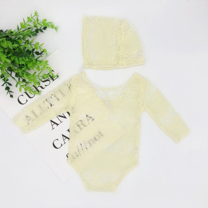 Bộ Áo Liền Quần Công Chúa Kèm Mũ Ren Toàn Diện Làm Phụ Kiện Chụp Ảnh Cho Bé Sơ Sinh