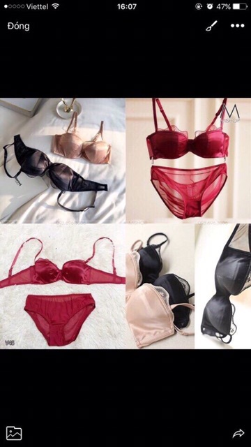 Bộ đồ lót B026 satin W268 mút mỏng có gọng