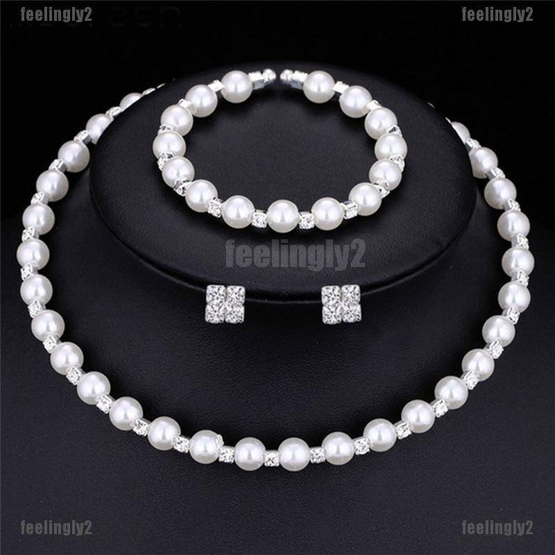 ❤Mặt Trời❤ Bộ Trang Sức Đính Ngọc Trai Nhân Tạo Quyến Rũ Dành Cho Cô Dâu