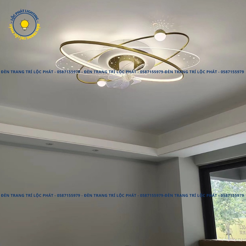 Quạt ốp LED hiện đại 6 cấp độ gió hiện đại trang trí phòng khách sang trọng kèm khiển