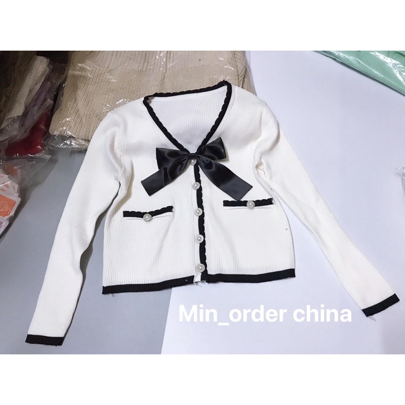 Áo len tăm mỏng nữ tặng kèm nơ xinh xắn , dáng croptop xinh cực luôn ạ