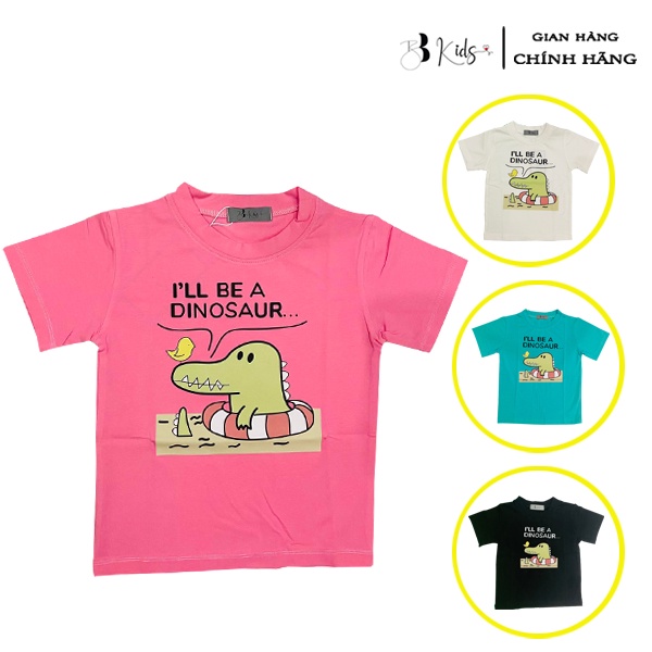 Áo Thun Ngắn Tay Cho Bé BB Kids In Hình cá sấu xanh Chất Liệu Cotton 100% Co Giãn 4 Chiều