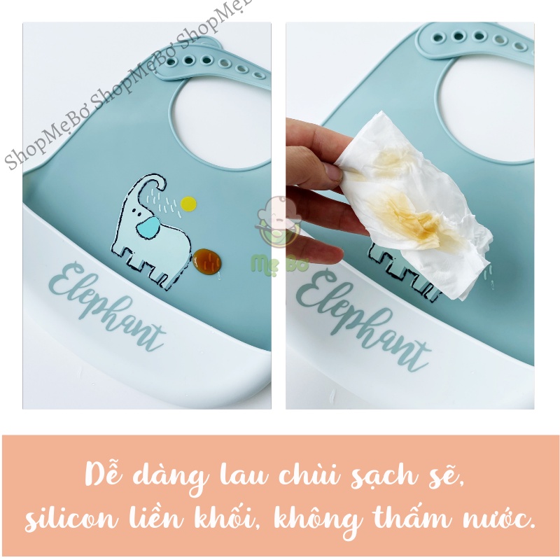 Yếm ăn dặm silicon có máng các hình, mềm, cho bé từ 6 tháng đến 4 tuổi mềm mại, không BPA