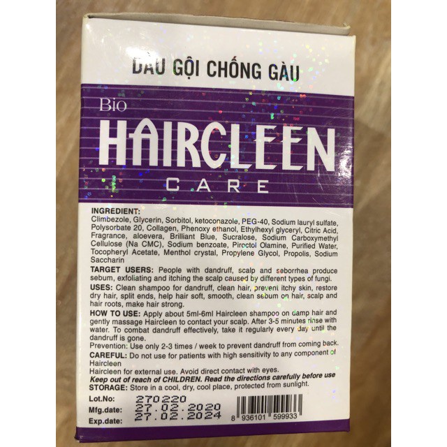 Dầu Gội Ngừa Gàu HairCleen 1 Gói Giảm Lượng Nhờn Trong Nang Tóc - TP140