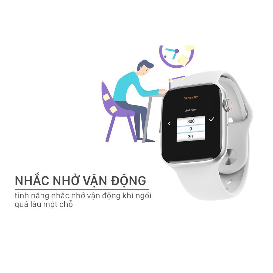 [Mã 252ELSALE hoàn 7% đơn 300K] Đồng hồ thông minh W34 kết nối Bluetooth - cảm ứng theo dõi sức khỏe