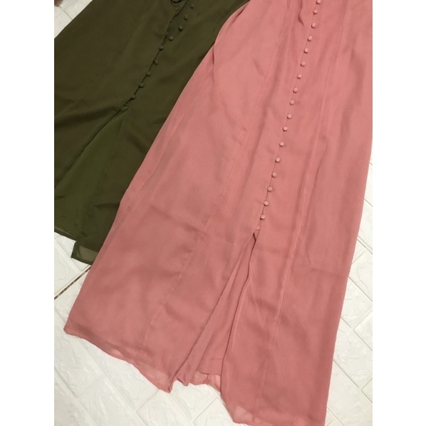 Đầm maxi cài nút 2 lớp xuất dư xịn