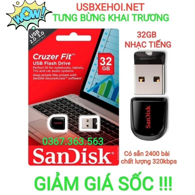 USB Ô tô,USB nhạc ô tô, 32GB nhạc tiếng- gồm 2400 bài