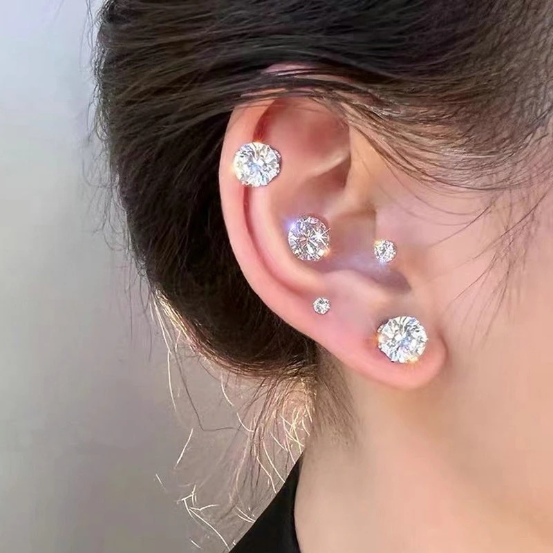 Khuyên Tai Nam Châm Hình Vương Miện 4/5/6/7/8mm Thời Trang Unisex