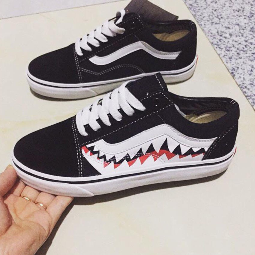 Giày Thể Thao vans Old Skool Cá Mập  Nam Nữ thời trang tăng hộp,