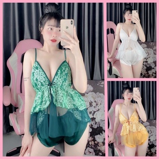 ❤️hot❤️ đồ ngủ sexy- bộ ngủ 2 dây satin cao cấp phối ren