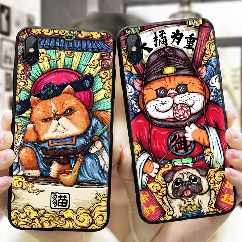Ốp Lưng Iphone Mặt Sau Kính Cường Lực Bóng In Hình Mèo Thần Tài Chống Trầy Xước Full Dòng Iphone -Sen Case
