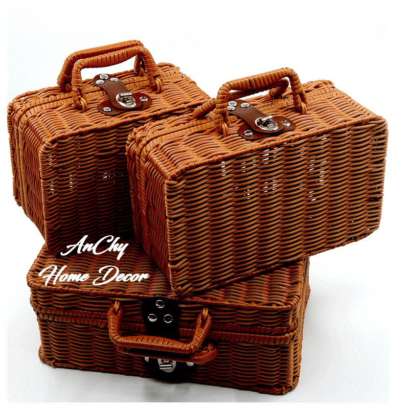 🍂🍂🍂 VALI MÂY PHONG CÁCH VINTAGE, GIỎ MÂY ĐỰNG ĐỒ TRANG ĐIỂM, DECOR CHỤP ẢNH VINTAGE 🍂🍂🍂