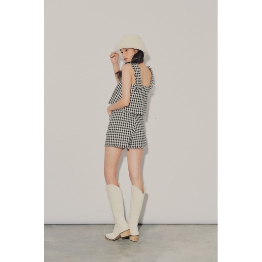 WHITELAZZ | Set áo và quần shorts tweed trắng đen - Triny Tweed Set