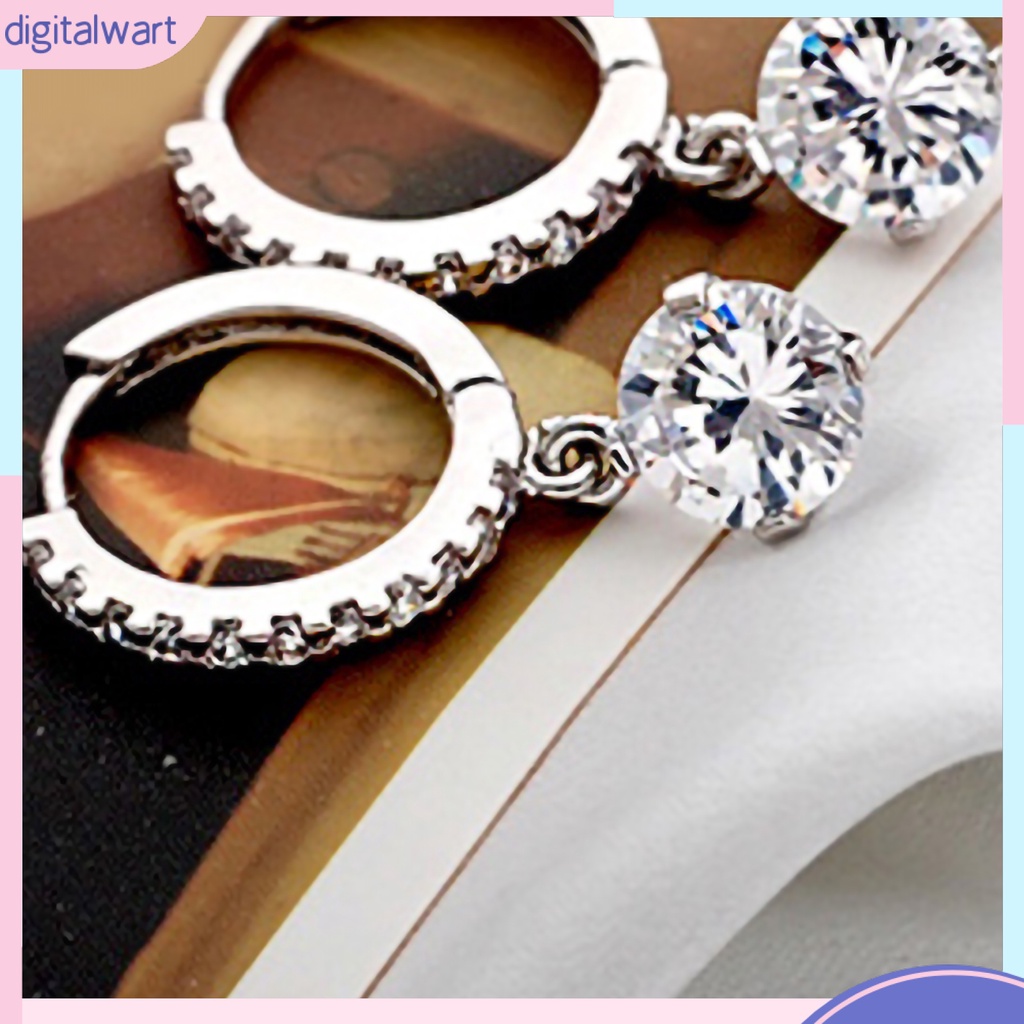 Cặp khuyên tai tròn đính đá zircon lấp lánh sang trọng cá tính dành cho nữ
