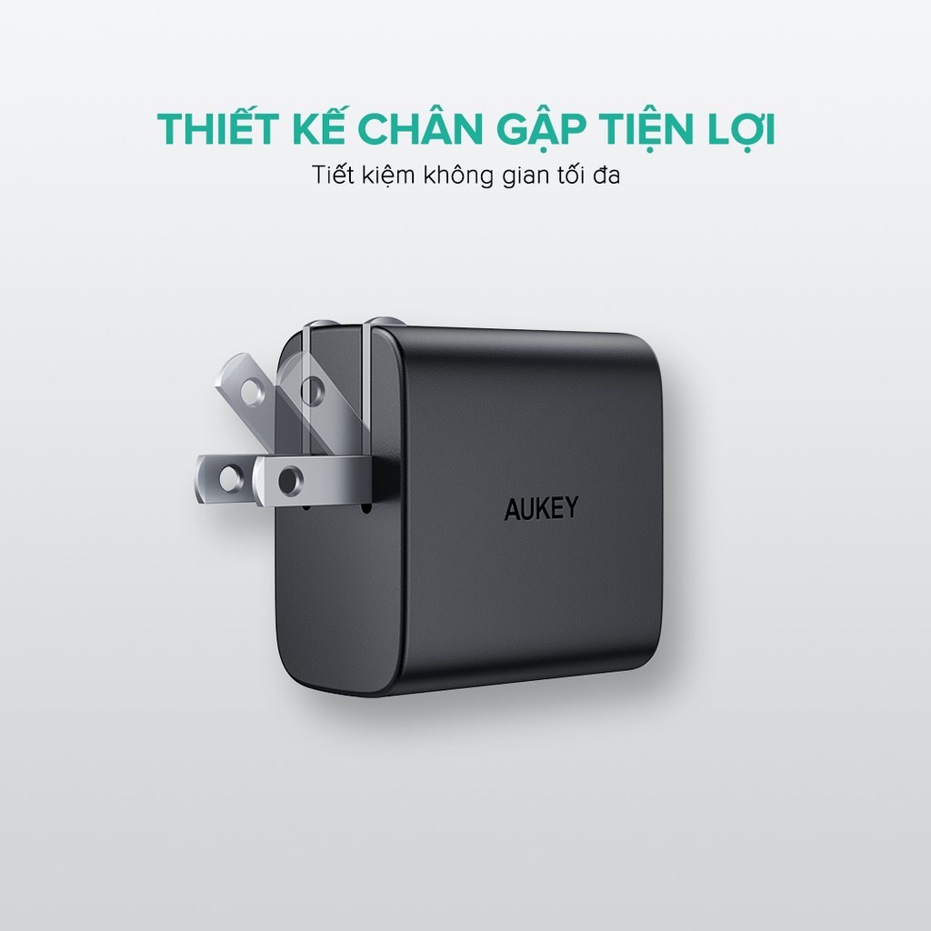 Củ Sạc Nhanh Aukey PA-F1S 20W,PA-F3S 32W PD 20W+12W (Chân gập),Cáp Sạc CB-CL3 Type-C to L,Bảo Hành 18T