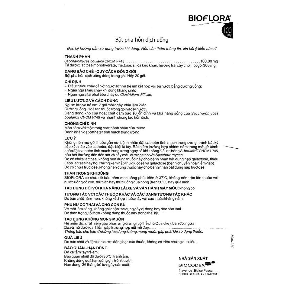 Men Vi Sinh BIOFLORA 100mg
