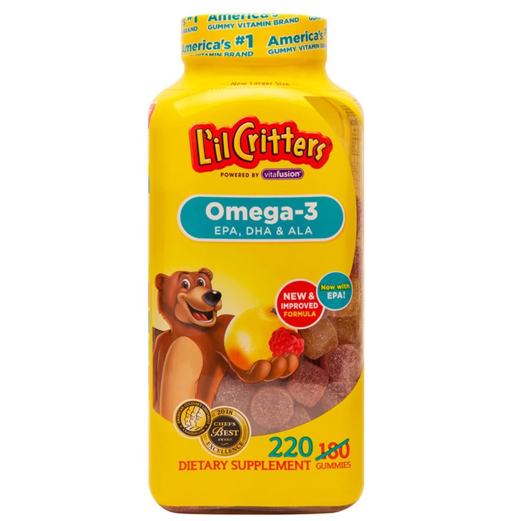 Kẹo dẻo L'il Critter Gummy Omega-3 EPA, DHA & ALA cho trẻ 220 viên