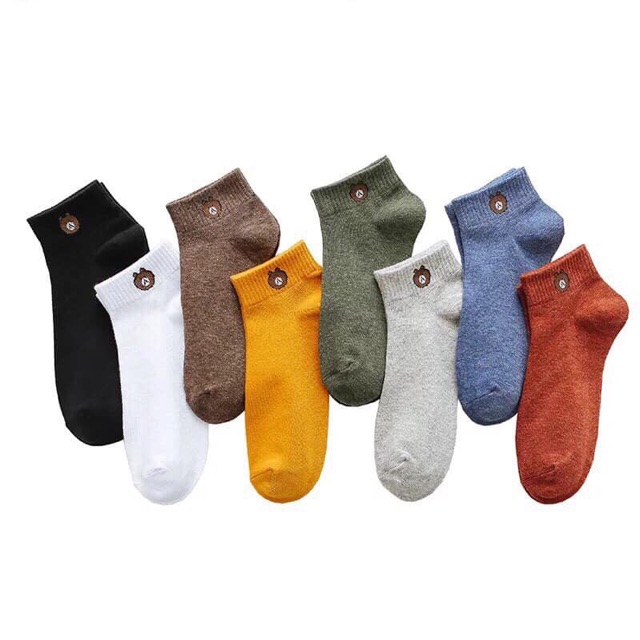 Tất Vớ Nữ  Trơn Cổ Ngắn, Cổ Thấp Hình Gấu Brown Phong Cách