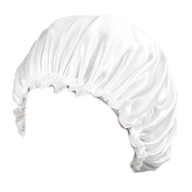Mũ Trùm Tóc Bằng Vải Satin Co Giãn Màu Trơn Chống Rụng Tóc Khi Tắm / Salon Dành Cho Nữ