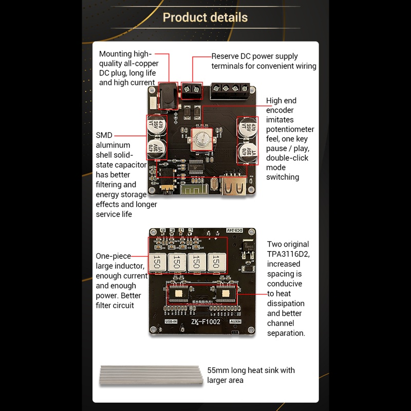 Bảng Mạch Khuếch Đại Âm Thanh Kỹ Thuật Số BT 5.1 Đa Năng Cho Gia Đình