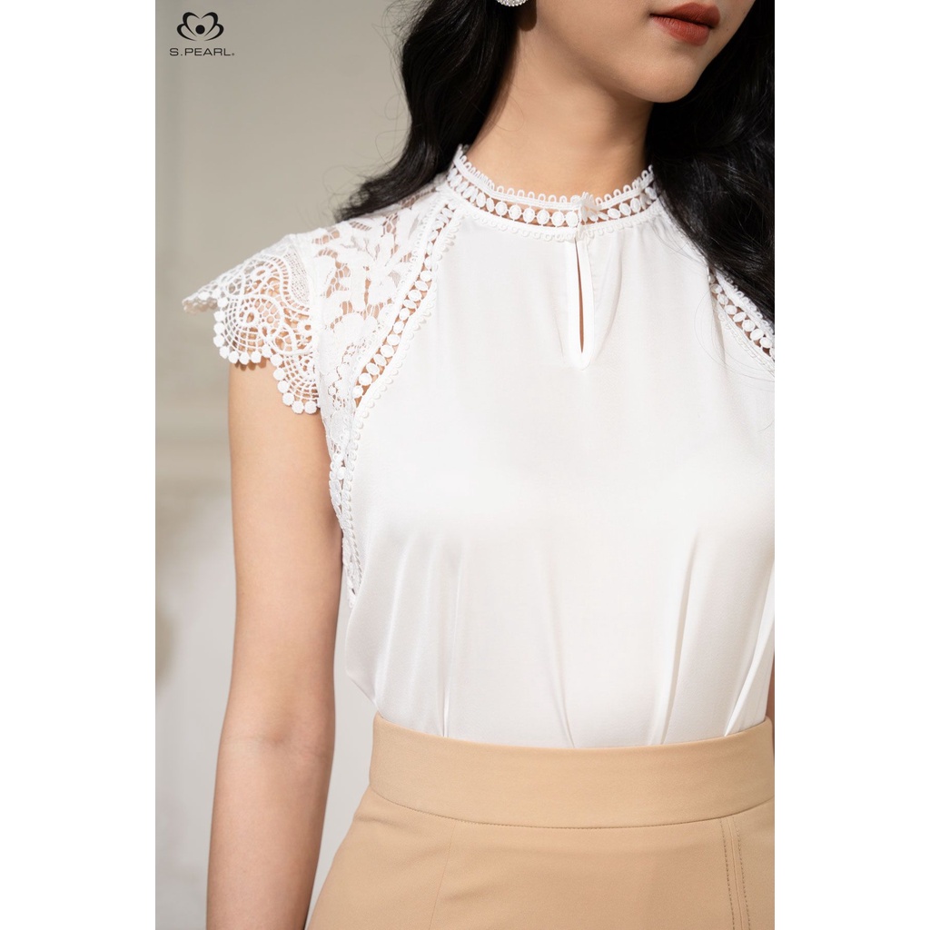 Chân váy xẻ tà Juyp dáng ôm thiết kế SPEARL màu be 21MF6892206