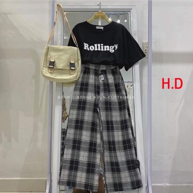 Sét áo ROLLING + quần kẻ đen