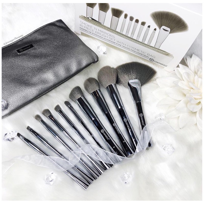 [Bill Mỹ ảnh cuối] Bộ Cọ 10 cây kèm bao da đựng Bh Cosmetics Smoke 'N Mirrors 10 Piece Brush Set With Cosmetic Bag