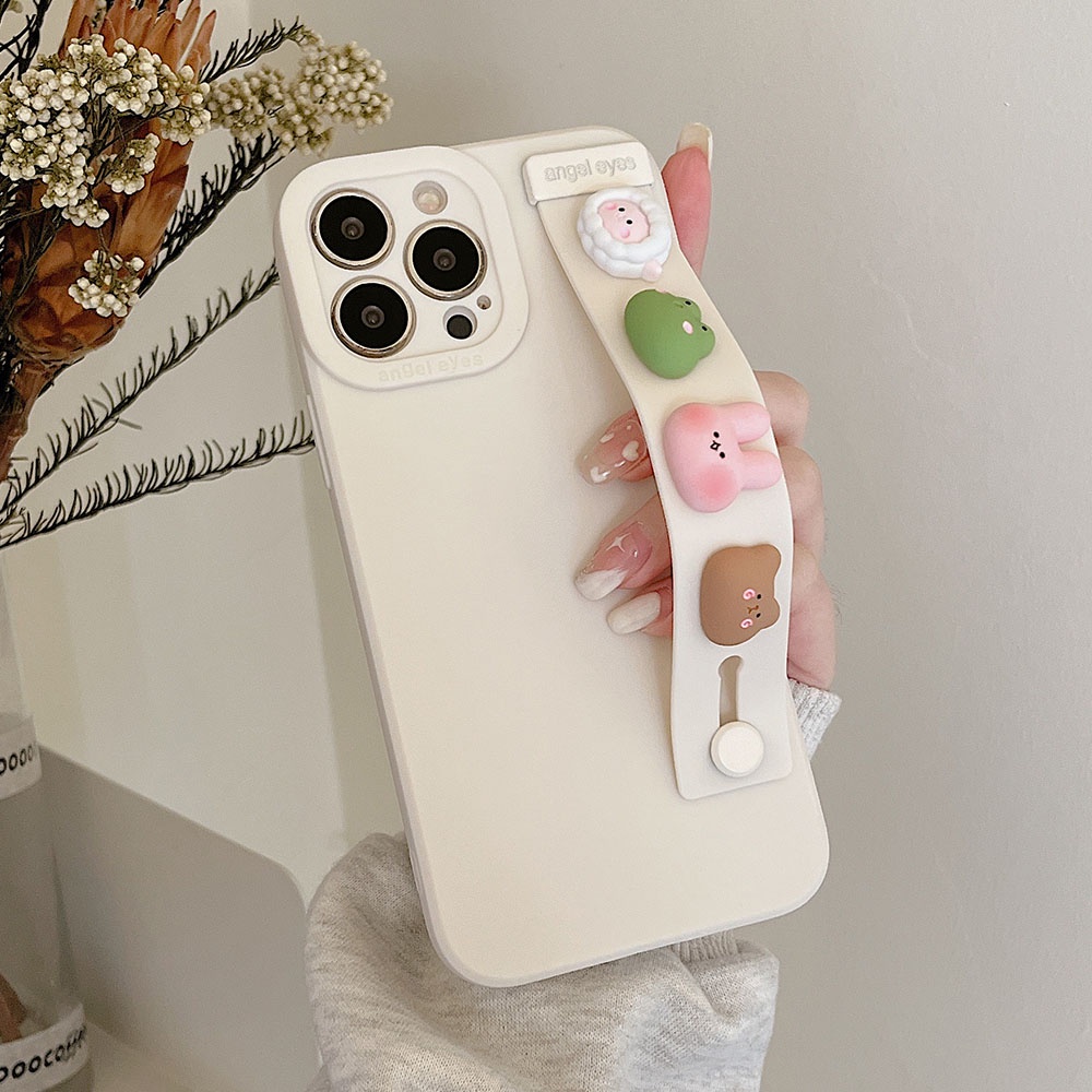 Ốp Điện Thoại Silicon Hình Thỏ/Ếch Hoạt Hình Có Dây Đeo Cổ Tay Cho Iphone 13 12 11 Pro MAX XS MAX XR