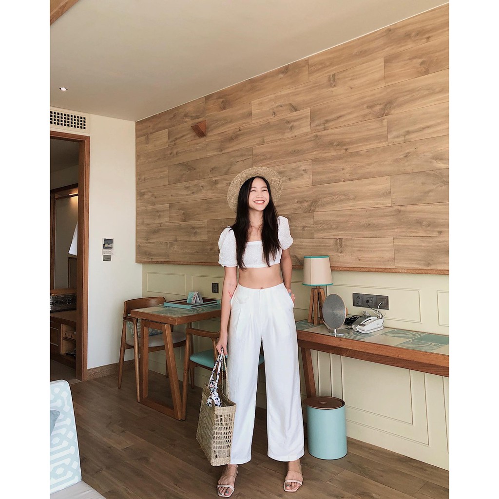 White pants - quần trắng form xuông - Thiết kế bởi IAMCOCO.OFFICIAL