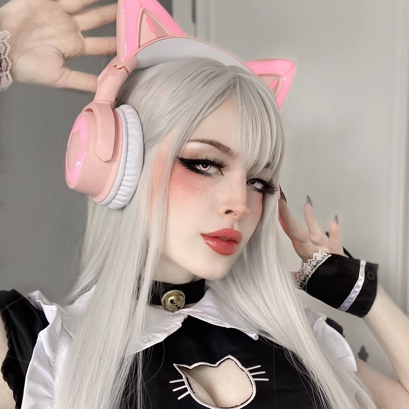 Tai nghe tai mèo Demon Dance YOWU Cat Ear Headphone 4 phiên bản Cherry Blossom Pink.
