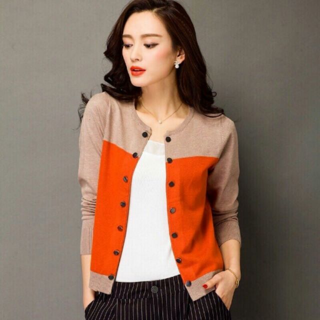 Áo khoác len phối nút kiểu