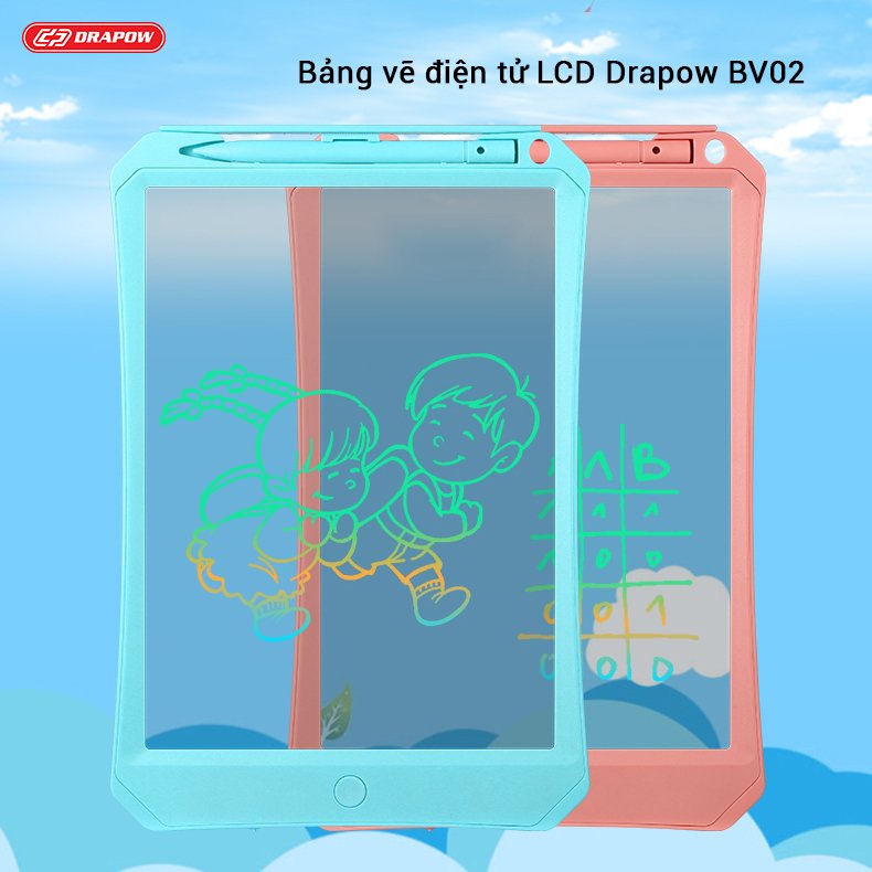 Bảng vẽ tự xoá LCD Drapow BV02 công nghệ xuyên thấu điện tử xoá 1 chạm, bút cảm ứng cho trẻ em