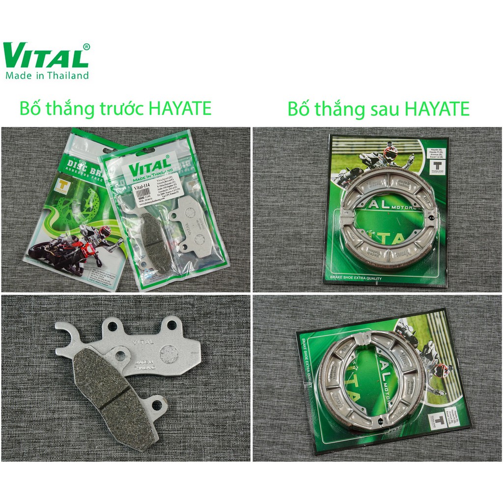 Bố thắng trước + sau HAYATE, HAYATE FI hiệu VITAL - Má phanh xe máy, bố thắng đĩa VITAL chính hãng Thái lan