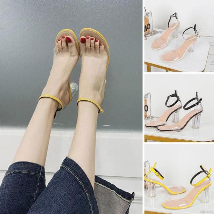 Tết |  Săn sales | Giày sandal cao gót R068 hở ngón nữ bằng nhựa trong suốt thông thoáng 2020 new . 💯 * * . ' '